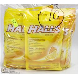 LOT OF 10 HALLS SOOTHING SYRUP CENTER LOZENGES