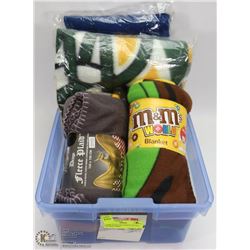 4 NEW FLEECE BLANKETS OILERS , ESKIMOS, M&M,