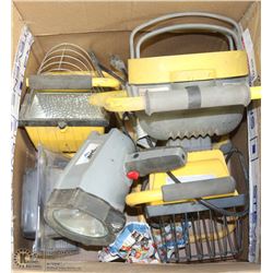 BOX OF HALOGEN WORKLIGHTS & MORE