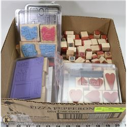 BOX FULL OF SCRAPBOOKING STAMPS &