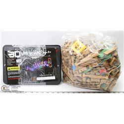 X-LARGE BAG OF LINCOLN LOGS W/3D LITE BOARD