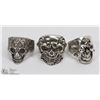 Image 1 : LOT OF 3 MENS SKULL BIKER RINGS