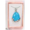 Image 1 : TURQUOISE TEAR DROP SHAPED SEMI PRECIOUS PENDANT
