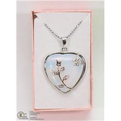 OPALITE HEART SHAPED SEMI PRECIOUS PENDANT WITH