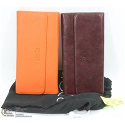 LOT OF TWO DELLA LEATHER WALLETS WITH ONE