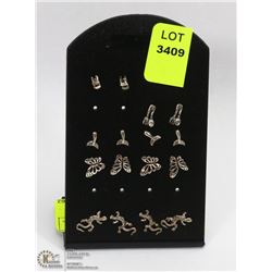 DISPLAY OF 8 PAIRS STERLING SILVER STUD EARRINGS