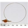 Image 1 : AMBER & STERLING SILVER PENDANT ON STERLING CHOKER