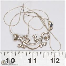 STERLING GECKO PENDANT ON STERLING SILVER SNAKE