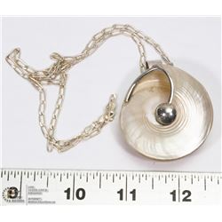 STERLING CHAIN WITH SHELL & STERLING SILVER