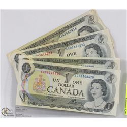 LOT OF FOUR 1973 CANADIAN $1 BANK NOTES
