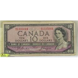 1954 CANADIAN 10 DOLLAR BANK NOTE