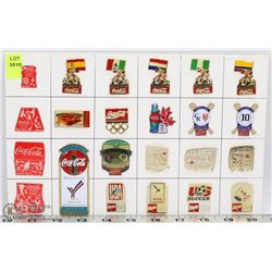 SHEET OF COCA COLA COLLECTORS PINS