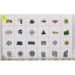 SHEET OF COUNTIES ID'S, MD'S ETC. COLLECTORS PINS