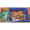 Image 1 : BIN WITH VARIOUS TOOLS, EXTENSION CORDS AND A