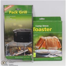 NEW PACK GRILL SOLD WITH CAMP STOVE TOASTER