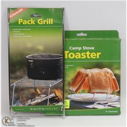 NEW PACK GRILL SOLD WITH CAMP STOVE TOASTER