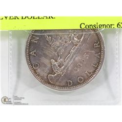 1965 CANADIAN SMALL BEAD SILVER DOLLAR.