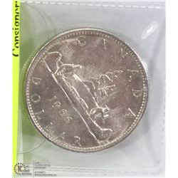 1966 CANADIAN SMALL BEAD SILVER DOLLAR.