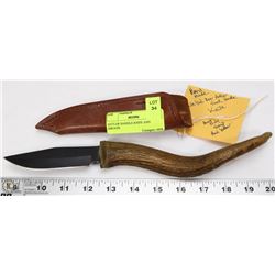 ANTLER HANDLE KNIFE AND SHEATH