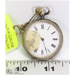 ANTIQUE FANCY SILVER CASED POCKET WATCH WITH KEY