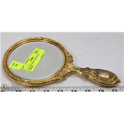 VINTAGE GOLD TONE VANITY MIRROR.