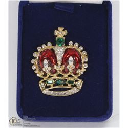 VINTAGE CROWN RHINESTONE BROOCH