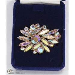 VINTAGE AURORA BOREALIS RHINESTONE BROOCH