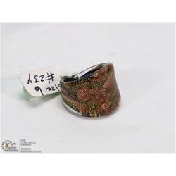 5)MURANO 3 TONE 24K GLASS RING SIZE 6