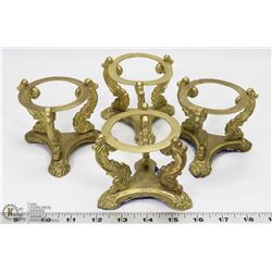 4 VINTAGE BRASS STATUE / CANDLE BASES