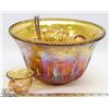Image 1 : INDIANA GOLD IRIDESCENT CARNIVAL GLASS PUNCH BOWL
