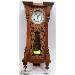 VINTAGE HEAVILY CARVED FORESTVILLE WALL CLOCK