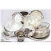BOX OF SILVER PLATED ESTATE ORNAMENTS