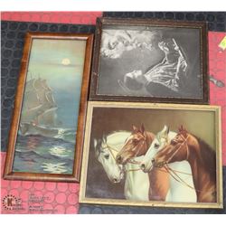 3 PRIONTS INCL CHERUBS SIGNED PRINT, OLD