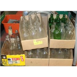 LARGE LOT OF 81 ANTIQUE BOTTLES INCL COKE, 7-UP,