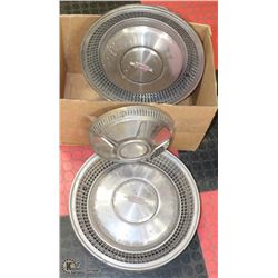 BOX OF VINTAGE HUB CAPS