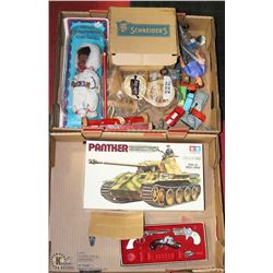 TWO FLATS OF VINTAGE TOYS