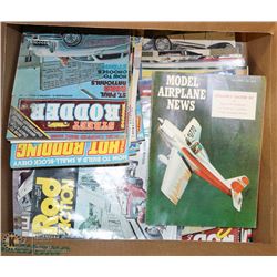BOX OF 1970S HOTROD MAGAZINES/ PLANE MODEL