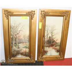 PAIR OF ESTATE GOLD TONE FRAMED VINTAGE PICTURES