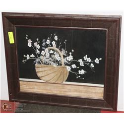 FRAMED FLORAL PICTURE. 25"X21"