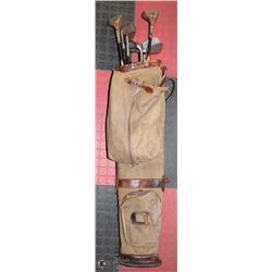 ANTIQUE GOLF CLUBS IN BAG