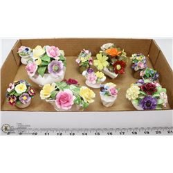 LOT OF 11 VINTAGE PORCELAIN FLORALS INCL ADDERLEY,