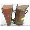 Image 1 : PRIMITIVE BEE SMOKER WITH LEATHER BELLOWS