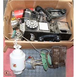 BOX OF ASSORTED TELEPHONES AND LAMPS