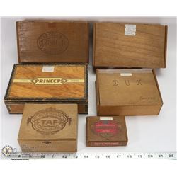 LOT OF 5 VINTAGE MOSTLY WOOD CIGAR BOXES