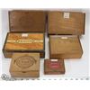 Image 1 : LOT OF 5 VINTAGE MOSTLY WOOD CIGAR BOXES