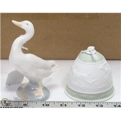 LLADRO 3PCS 1988 XMAS BELL AND DUCK
