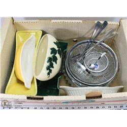 4) 2 LARGE SILVER PLATED BOWLS WITH 2 SMALL BOWLS