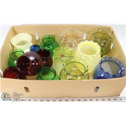 3) BOX OF 14 ROSE BOWLS IN DIFFERENT SIZES & COLOR