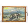Image 1 : VINTAGE SERVING TRAY WITH WESTERN COVERED WAGON
