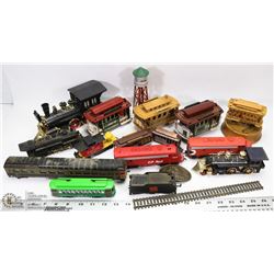 LOT OF ASSORTED TRAIN COLLECTIBLES INCL 2 CARVED